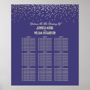 Gold Confetti Dots Navy Wedding Seating Chart