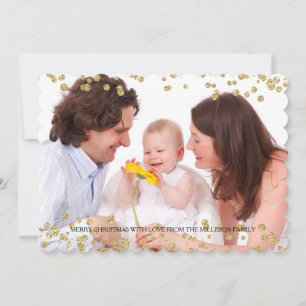 Gold Confetti Dots Personalised Photo Christmas Holiday Card