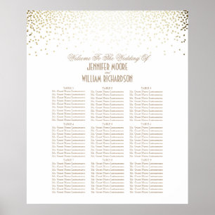 Gold Confetti Dots White Wedding Seating Chart