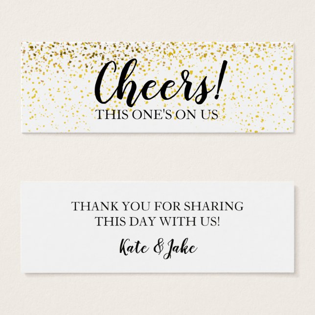 Gold Confetti Drink Ticket Cards (Front & Back)
