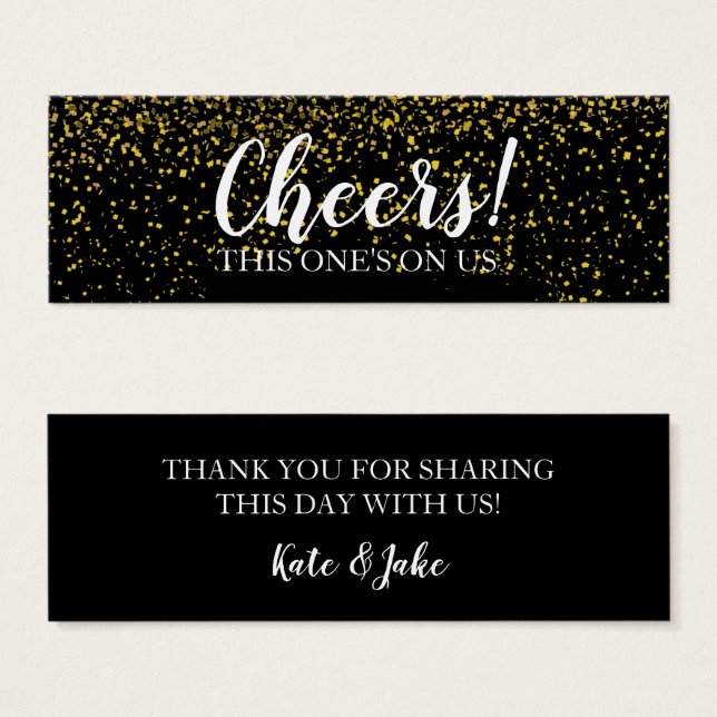 Gold Confetti Drink Ticket Cards (Front & Back)