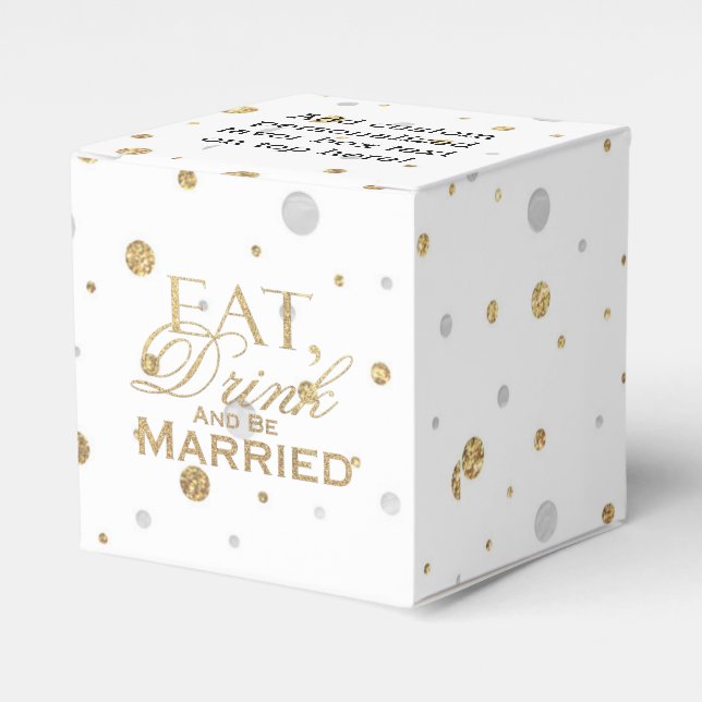 Gold Confetti Eat Drink and Be Married Favour Box (Front Side)