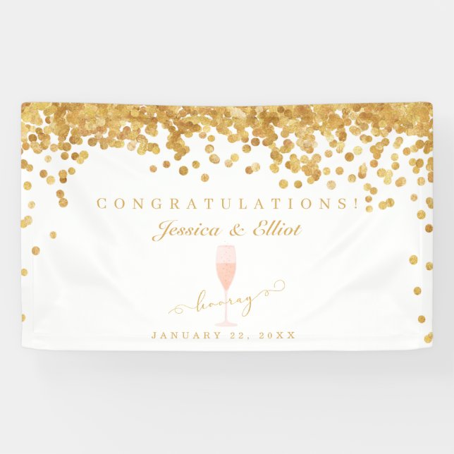 Gold Confetti Elegant Champagne Wedding Banner (Horizontal)