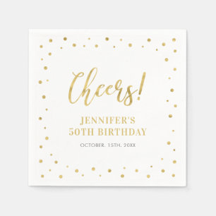 Gold Confetti Elegant Classic Adult Birthday Party Napkin
