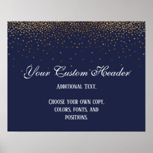 Gold Confetti Elegant Navy Do It Yourself Wedding Poster