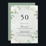 Gold Confetti Eucalyptus 50th Birthday Party  Invitation<br><div class="desc">This gold confetti eucalyptus 50th birthday party invitation is perfect for a rustic birthday party. The design features watercolor eucalyptus green foliage with gold confetti.</div>