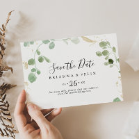 Gold Confetti Eucalyptus Horizontal Wedding 