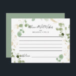 Gold Confetti Eucalyptus Wedding Advice Card<br><div class="desc">This gold confetti eucalyptus wedding advice card is perfect for a rustic wedding. The design features watercolor eucalyptus green foliage with gold confetti. These cards are perfect for a wedding, bridal shower, baby shower, graduation party & more. Personalise the cards with the names of the bride and groom, parents-to-be or...</div>