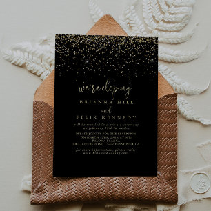 Gold Confetti Fancy Script Elopement Reception  Invitation
