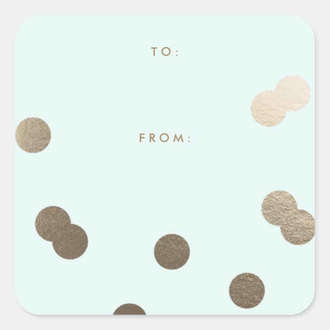 Gold confetti faux foil gift square sticker (Front)