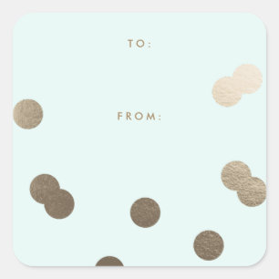 Gold confetti faux foil gift square sticker