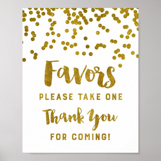 Gold Confetti Favours Sign Thank You For Coming (Front)
