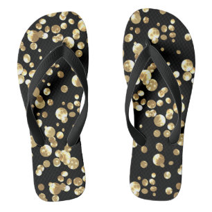 Gold confetti . flip flops
