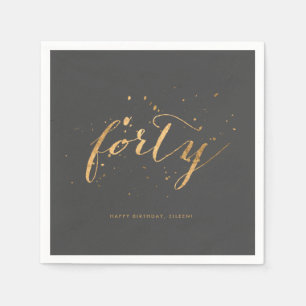 Gold Confetti Forty 40th Birthday Party Napkin