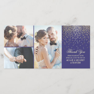 Gold Confetti Glamour Navy Wedding Thank You