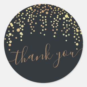 gold confetti glitter black thank you Sticker