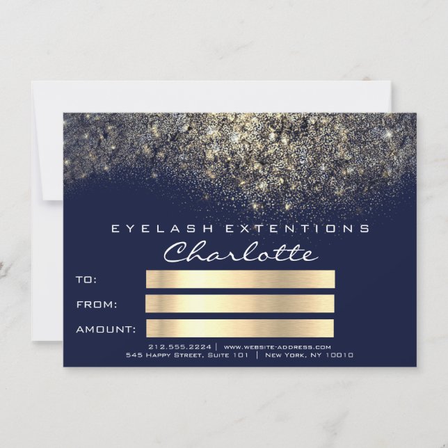Gold Confetti Glitter Blue Navy Certificate Gift (Front)