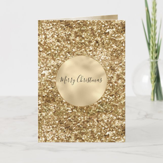 Gold Confetti Glitter Christmas Card (Front)