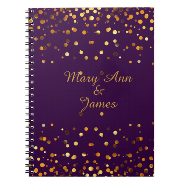 Gold Confetti Glitter Faux Foil Purple craft Noteb Notebook (Front)