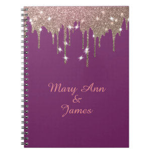 Gold Confetti Glitter Faux Foil Purple craft Noteb Notebook