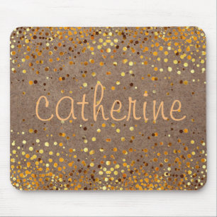 Gold Confetti Glitter Faux Foil Wooden Glittery Mouse Mat