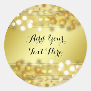 Gold Confetti Glitter Foil Faux Customise Classic Round Sticker