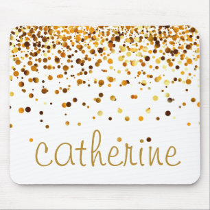 Gold Confetti Glitter golden Faux Foil Glittery Mouse Mat