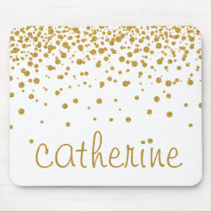 Gold Confetti Glitter golden Faux Foil Glittery Mouse Mat