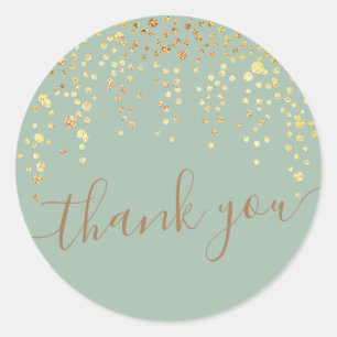 gold confetti glitter green thank you Sticker