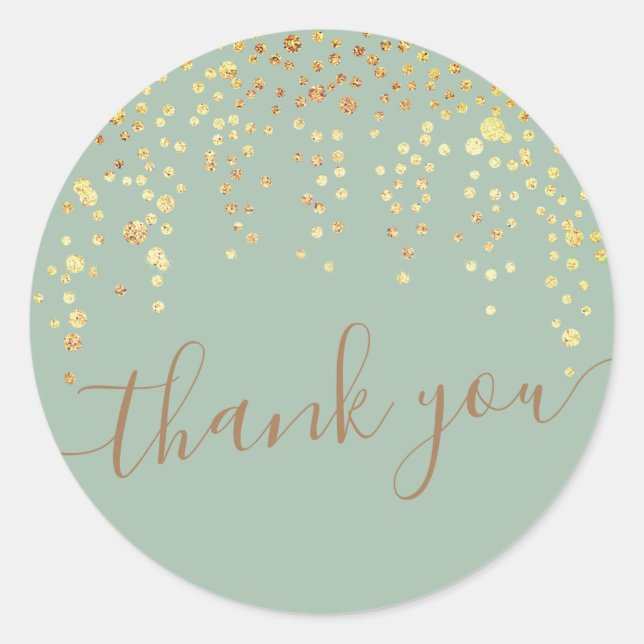 gold confetti glitter green thank you Sticker (Front)