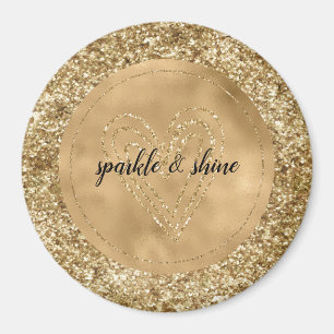 Gold Confetti Glitter Heart Magnet