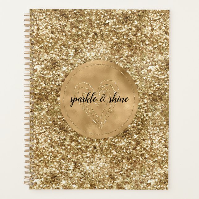 Gold Confetti Glitter Heart Planner (Front)