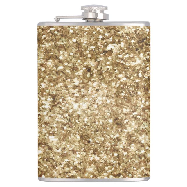 Gold Confetti Glitter Hip Flask (Front)