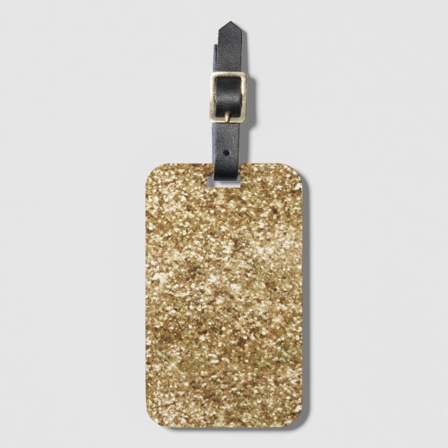 Gold Confetti Glitter Luggage Tag (Front Vertical)