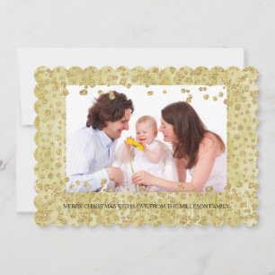 Gold Confetti Glitter Personalised Photo Christmas Holiday Card