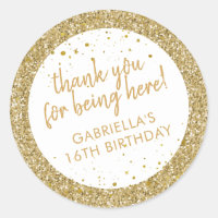 Gold Confetti Glitter Thank You Birthday Favour