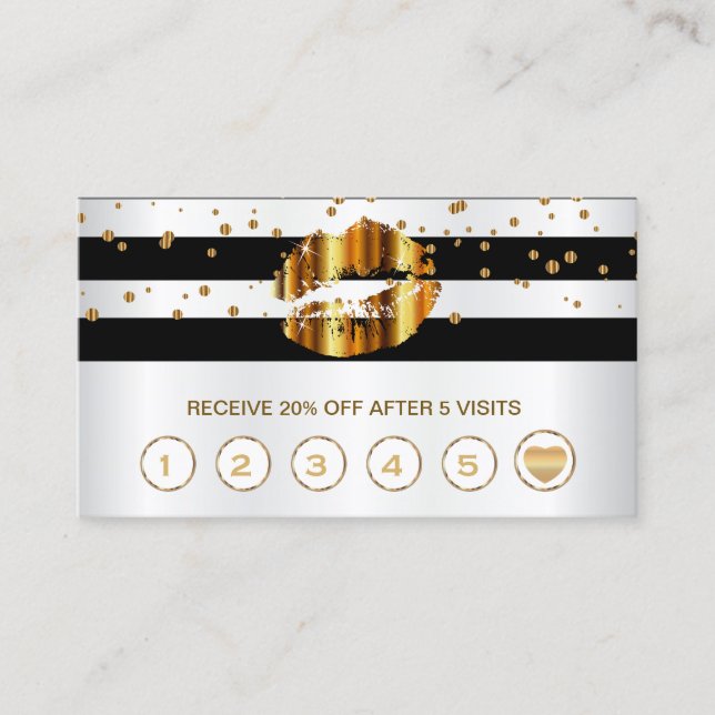 Gold Confetti & Gold Lips - Loyalty Cards (Front)