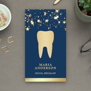 Gold Confetti Gold Tooth Dental Clinic Dentist Business Card