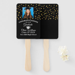 Gold Confetti Graduate Photo Graduation Party Hand Fan