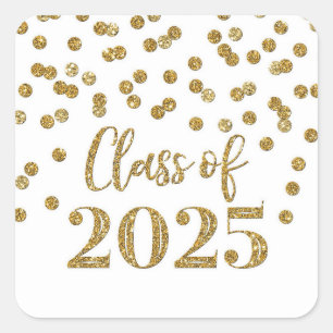 Gold Confetti Graduation 2025 Square Sticker