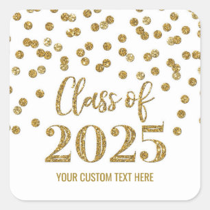 Gold Confetti Graduation 2025  Square Sticker