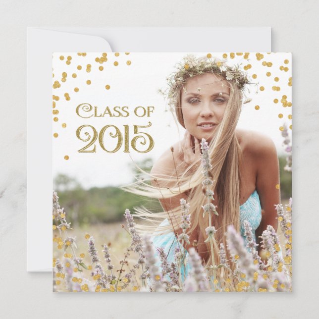 Gold Confetti Graduation Announcement (Front)