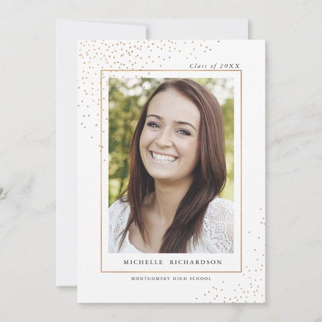 Gold Confetti Graduation Announcement (Front)