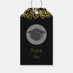 Gold Confetti & Graduation CapThank You Gift Tags