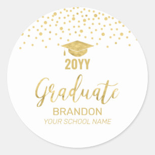 Gold Confetti Graduation Party Favour Classic Round Sticker