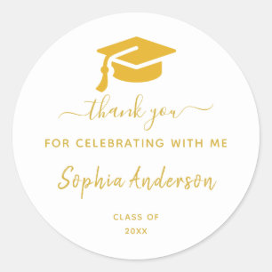 Gold confetti Graduation Thank You Classic Round S Classic Round Sticker