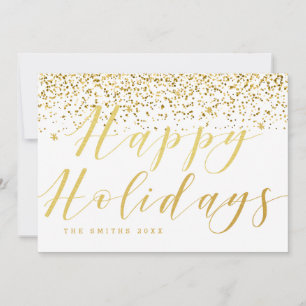 Gold Confetti Happy Holidays Card