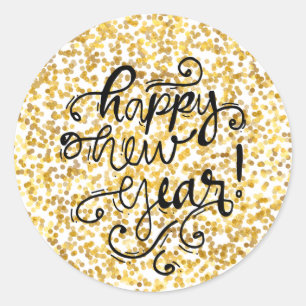 Gold Confetti Happy New Year Stickers
