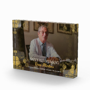 Gold Confetti Happy Retirement Gift Photo Block