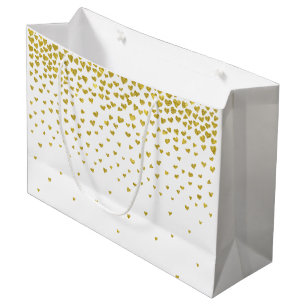 Gold Confetti Hearts Large Gift Bag